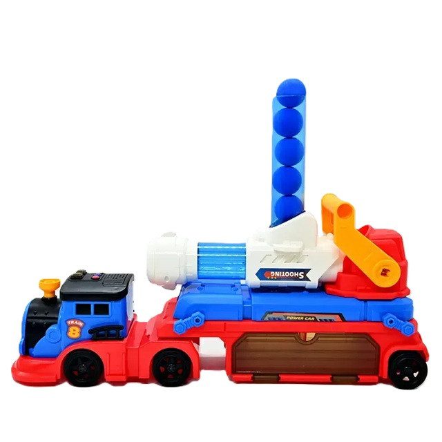 Іграшка потяг з машинками та механічною ракетницею (м'які кулі, на батарейках) JP 588-34 A - 3