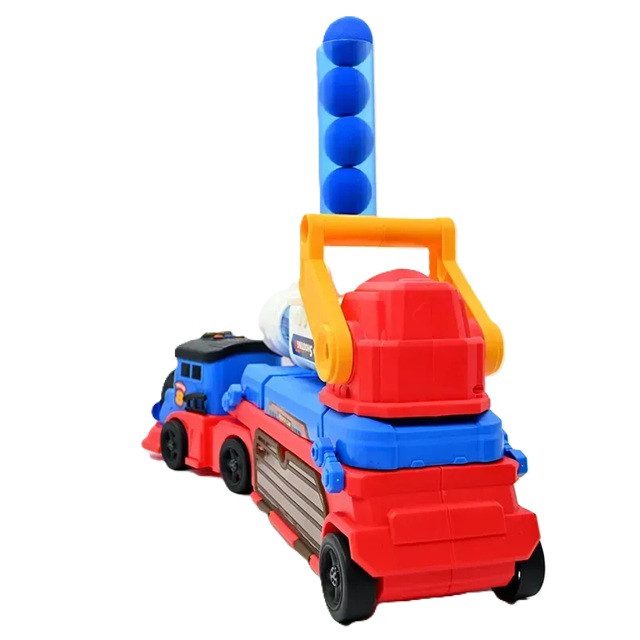 Іграшка потяг з машинками та механічною ракетницею (м'які кулі, на батарейках) JP 588-34 A - 4