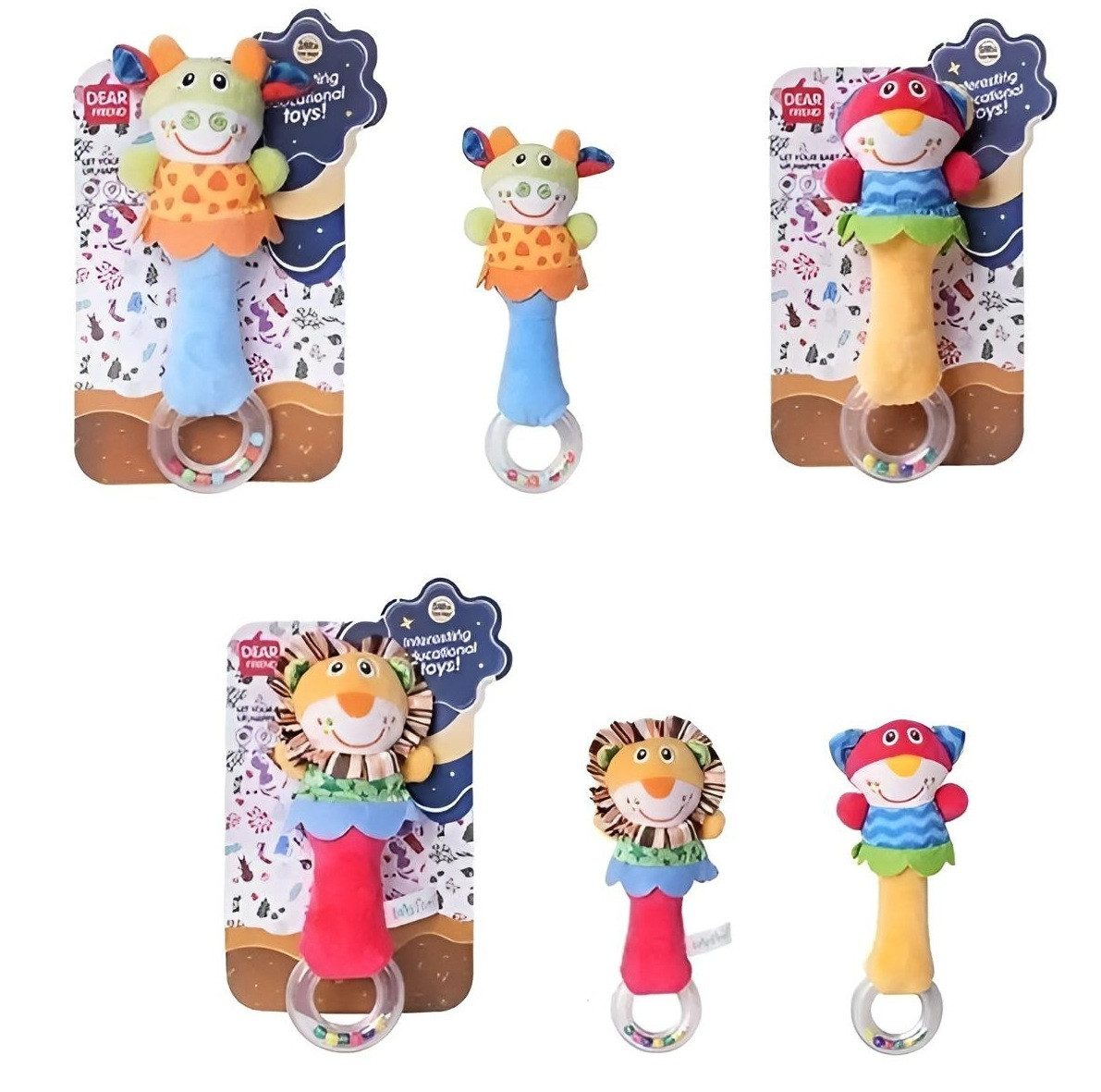 Брязкальце м'яке з пискавкою Тваринки 688M-15/688M-16/688M-17