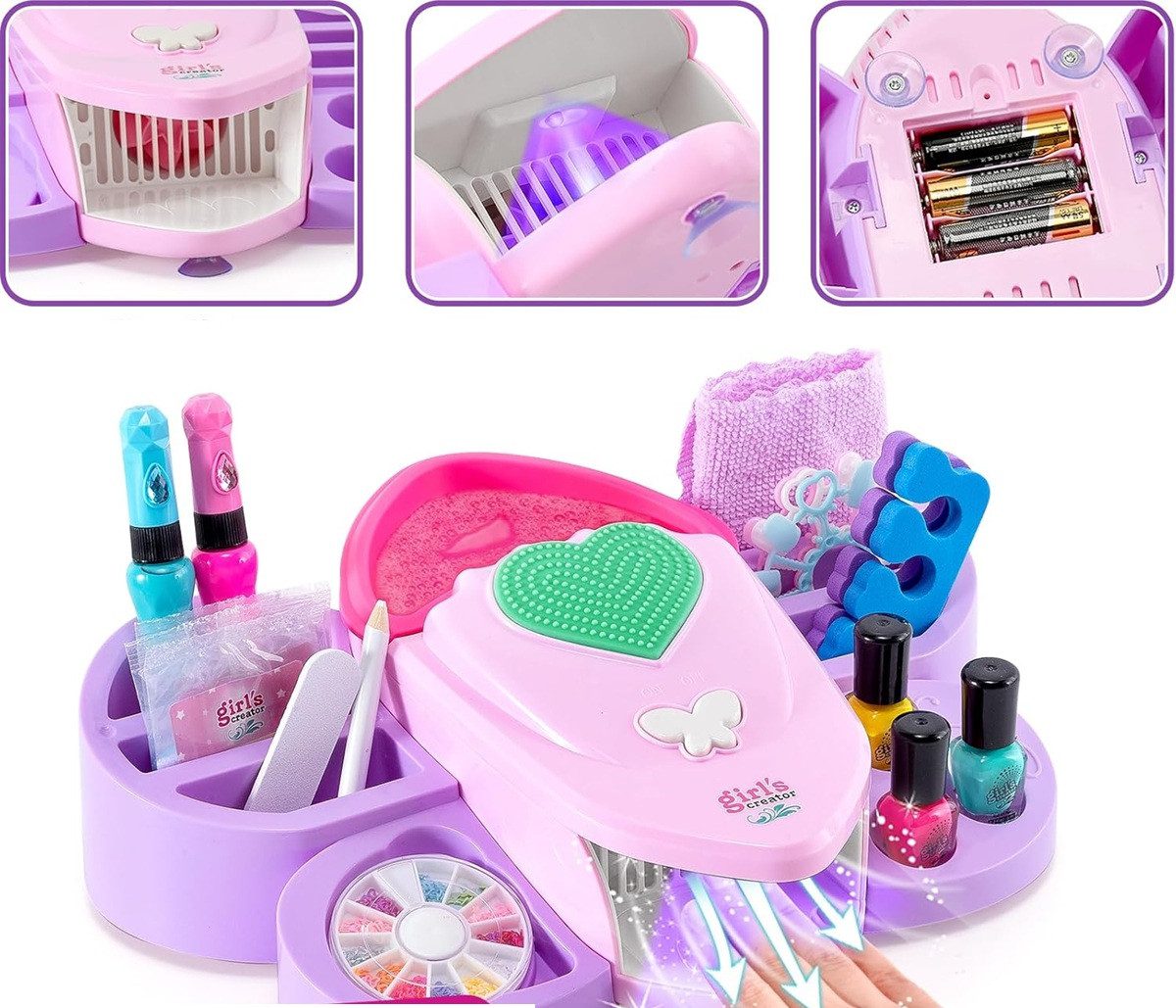 Дитячий набір для манікюру з лампою (лаки, наліпки) MBK-522 - 4