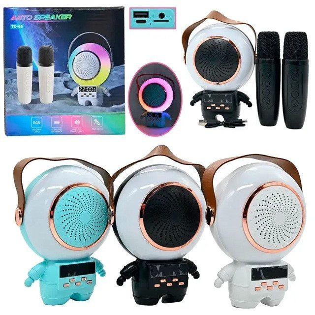 Караоке з 2 мікрофонами та колонкою (Bluetooth, LED підсвічування, годинник) C 72554