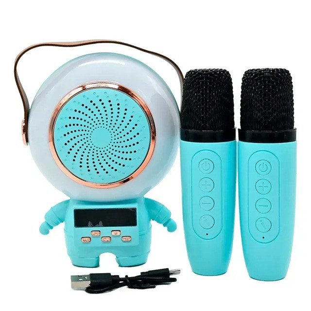 Караоке з 2 мікрофонами та колонкою (Bluetooth, LED підсвічування, годинник) C 72554 - 3