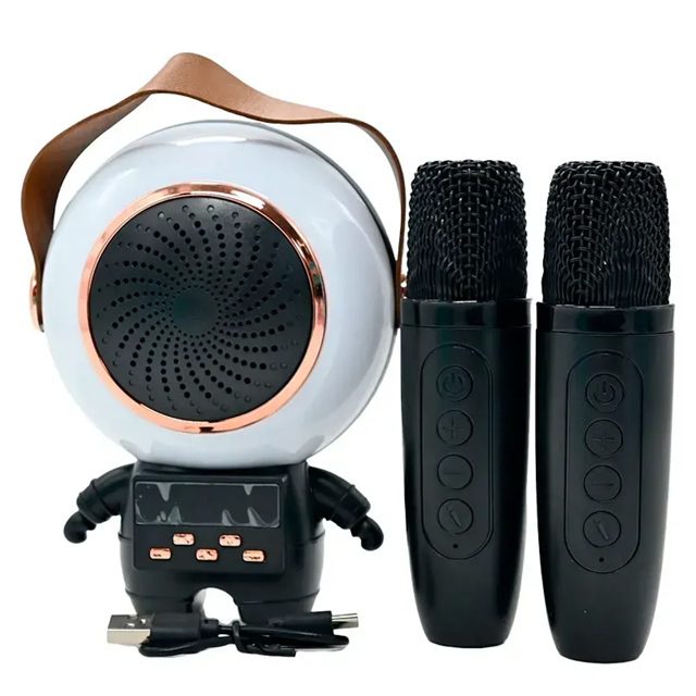 Караоке з 2 мікрофонами та колонкою (Bluetooth, LED підсвічування, годинник) C 72554 - 4