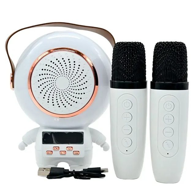 Караоке з 2 мікрофонами та колонкою (Bluetooth, LED підсвічування, годинник) C 72554 - 5