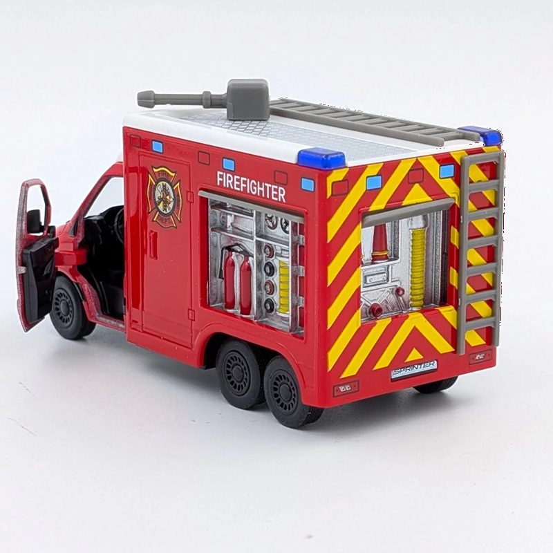 Модель автобус Kinsmart Mercedes-Benz Sprinter (Пожежна машина, металева, інерційна) KT5478W - 9