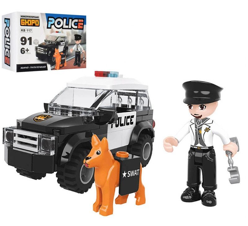 Конструктор Police/Поліція (машинка, песик, фігурка, 91 дет.) KB 117