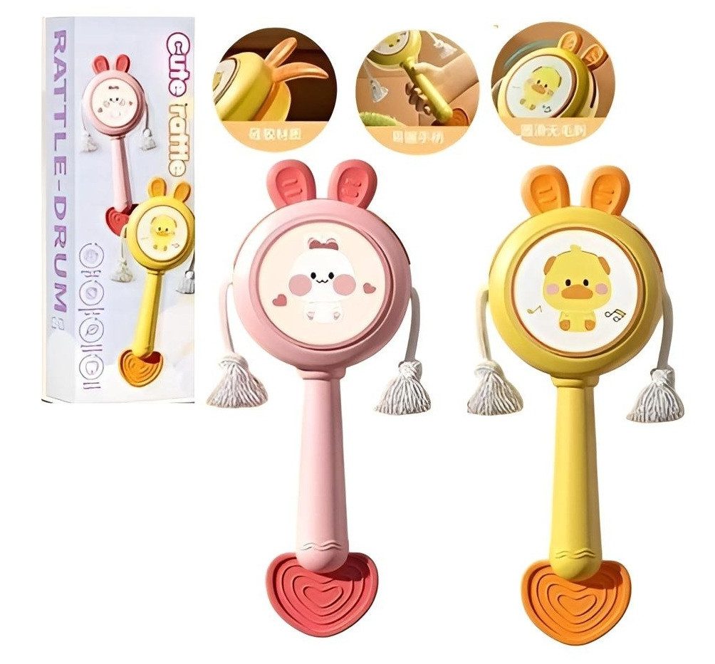 Дитяче брязкальце барабан-колотушка з прорізувачем 906