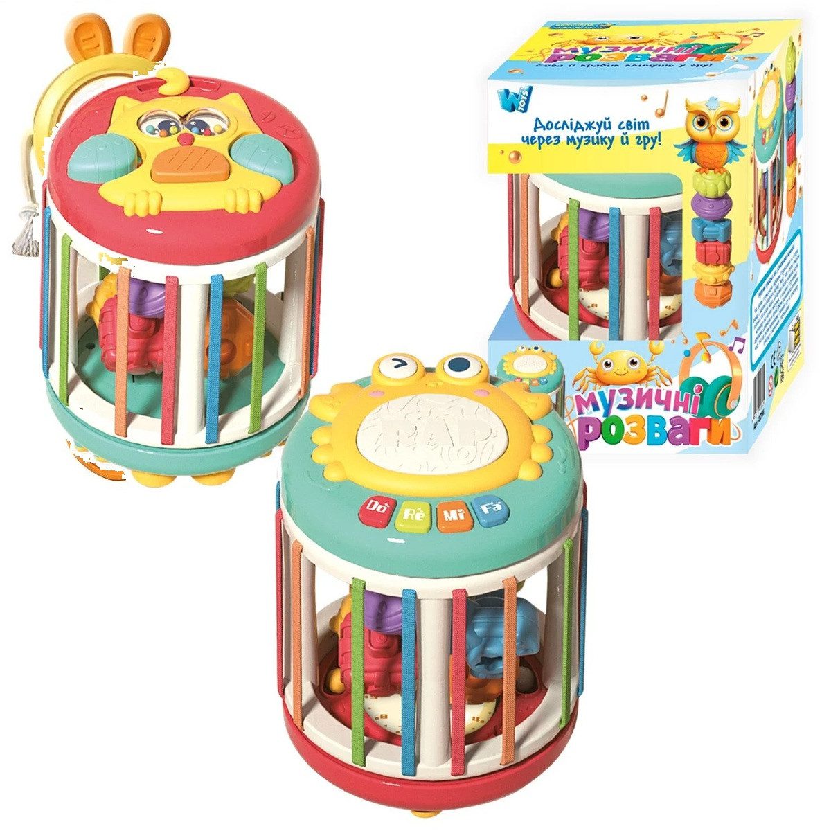 Музична гра сортер WToys (барабан, тріскачка, годинник) 42766