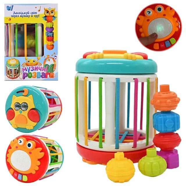 Музична гра сортер WToys (барабан, тріскачка, годинник) 42766 - 4