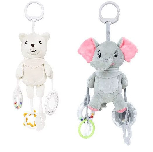 М'яке брязкальце підвіска Тваринки (з прорізувачем, пискавкою та дзвіночком) XA49A - 2