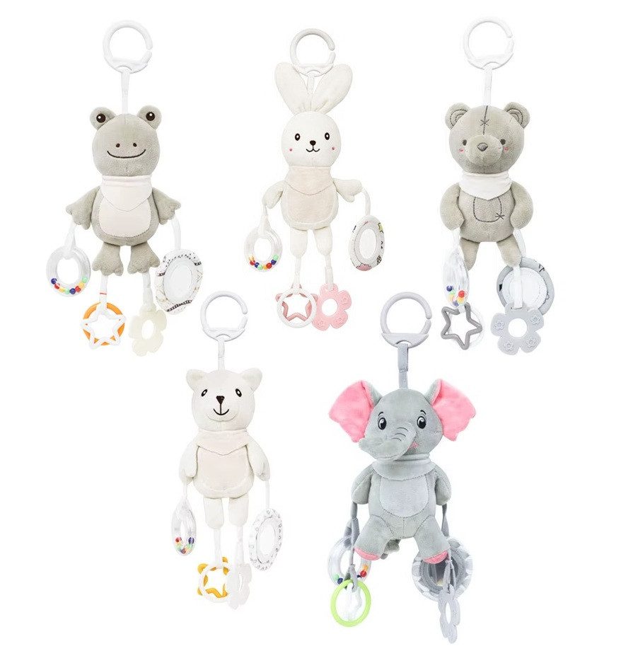 М'яке брязкальце підвіска Тваринки (з прорізувачем, пискавкою та дзвіночком) XA49A