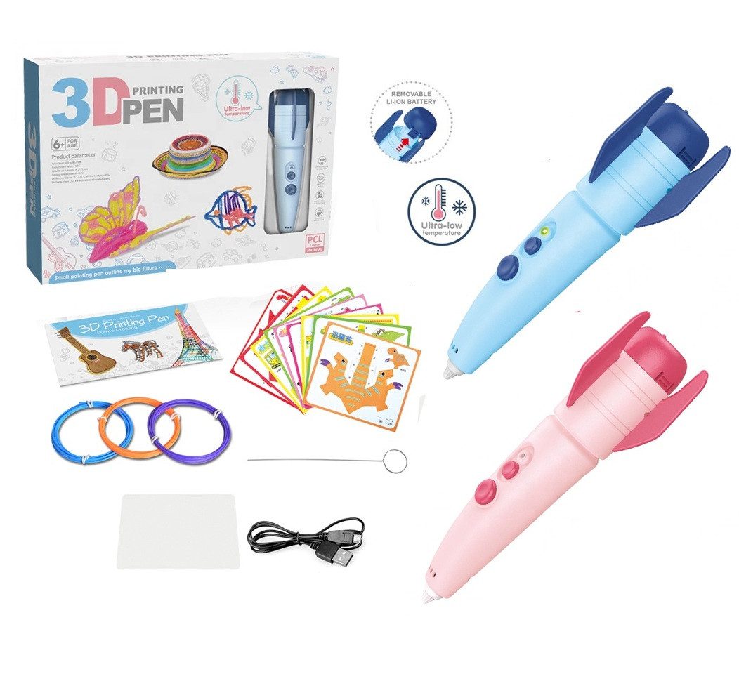 Дитяча 3D ручка низькотемпературна (трафарети, PLA-пластик, акумулятор) 9913