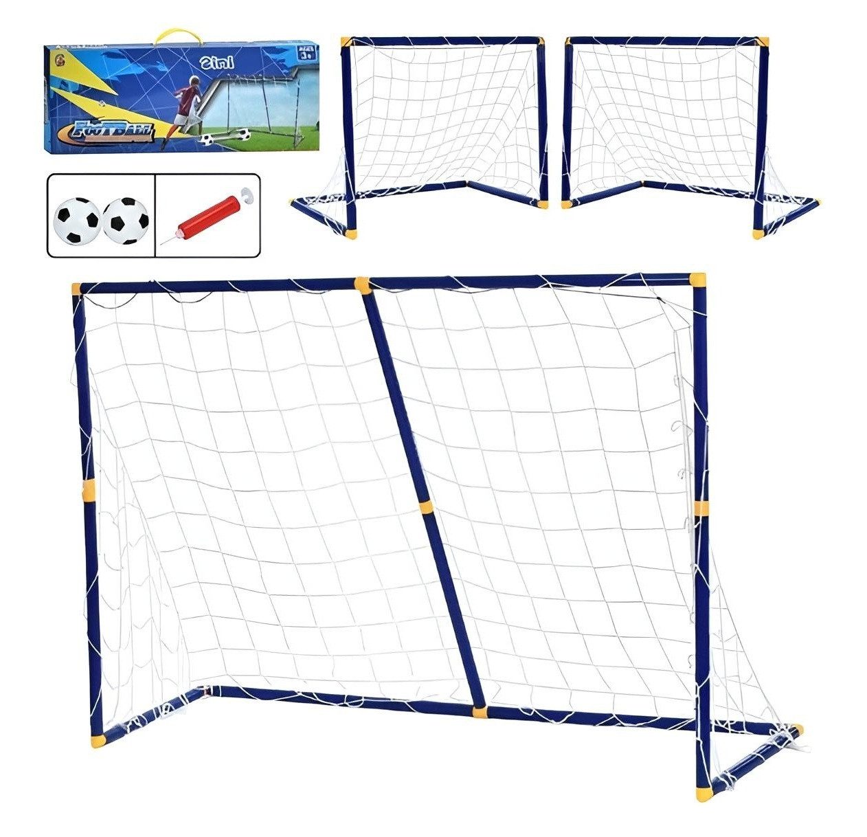 Футбольні ворота 2 в 1 із сіткою, м'ячем та насосом MR 1534