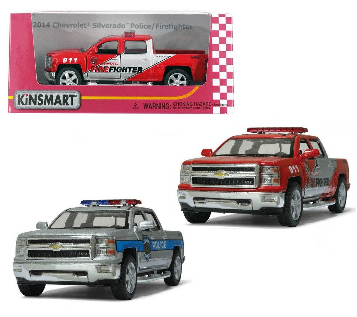 Модель пікап Kinsmart Chevrolet Silverado (Police/Firefighter ) 5'' KT5381WPR - 5