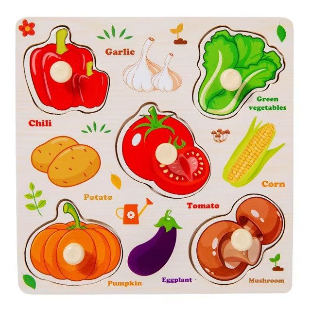 Дерев'яні вкладиші (рамка, вкладки із ручкою тримачем, англ.) C 77101 vegetables