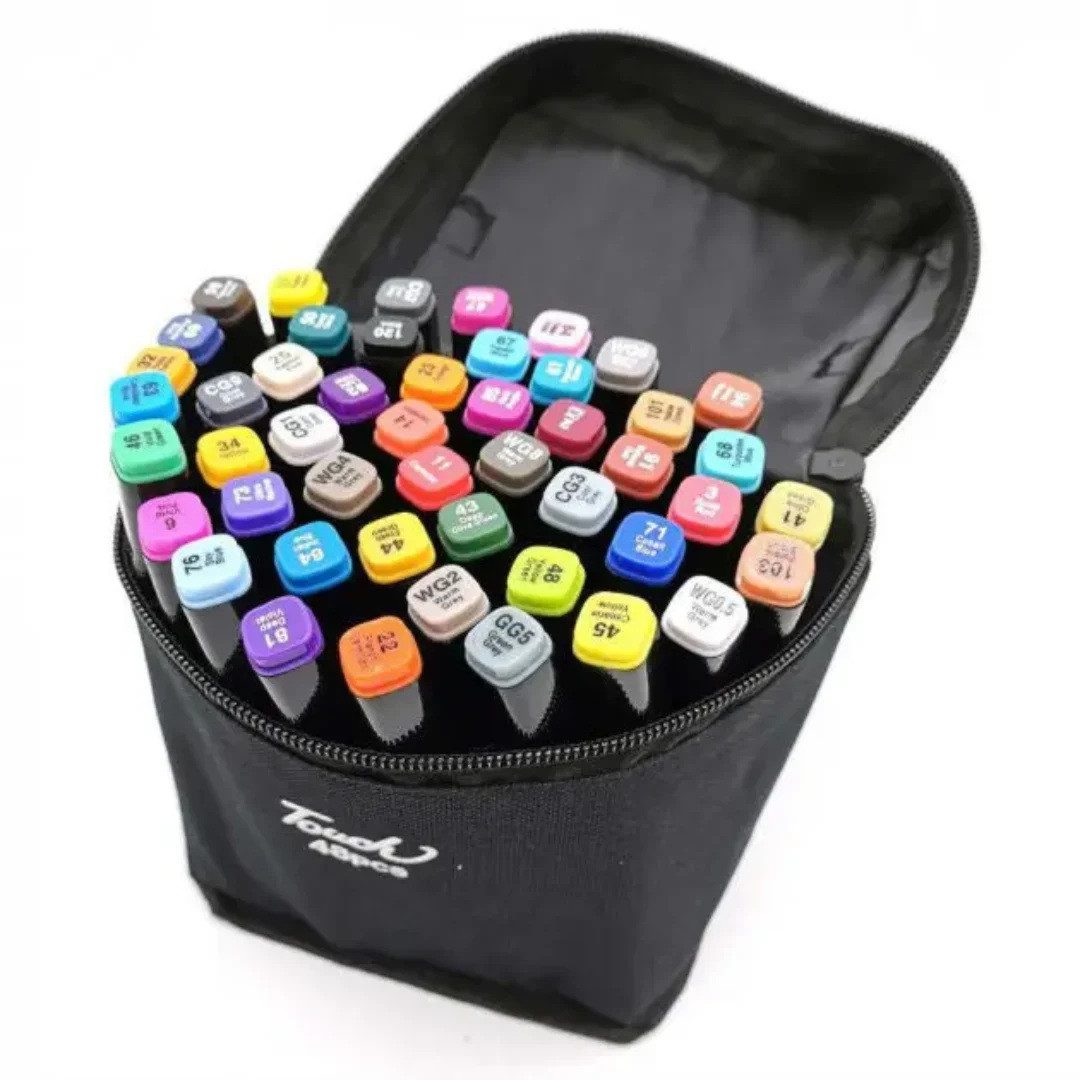 Фломастери-маркери двосторонні для малювання/ скетчингу (48 шт., в чохлі) 84-3 - 5