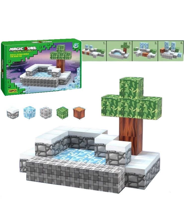 Дитячий магнітний конструктор Magic Cube (38 будівельних блоків) 9801 - 3