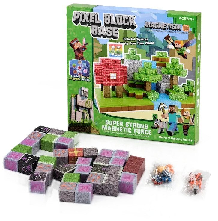 Магнітний конструктор Pixel Block Base (45 елементів, 2 фігурки героїв) RDF 996 - 9