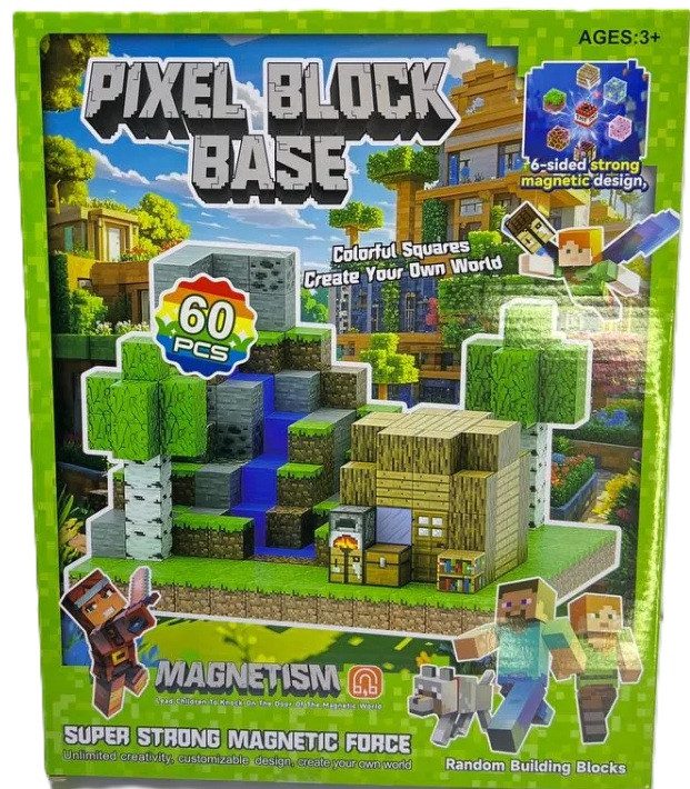Магнітний конструктор Pixel Block Base (60 елементів, 2 фігурки героїв) RDF 999 - 6