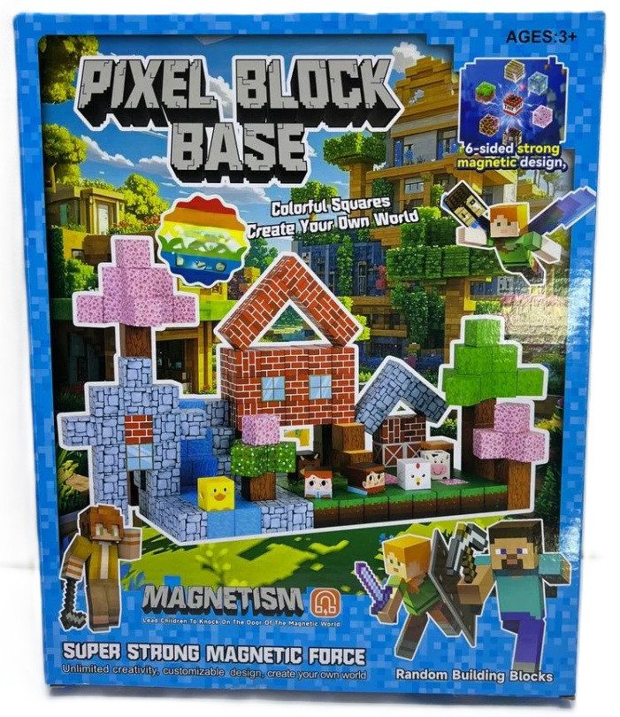 Магнітний конструктор Pixel Block Base (60 елементів, 2 фігурки героїв) RDF 999 - 3