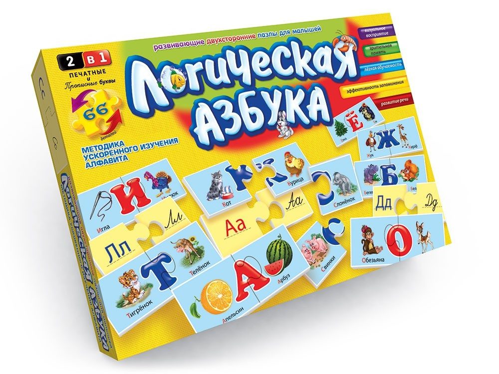 Навчальні пазли-асоціації Логічна азбука (рос. алфавіт) Danko Toys DT 66Aps