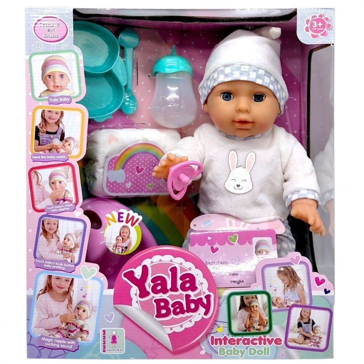 Інтерактивний функціональний пупс Yale Baby з пляшечкою, посудом та горщиком (35 см, сміється, звуки) YL2335E-G - 6
