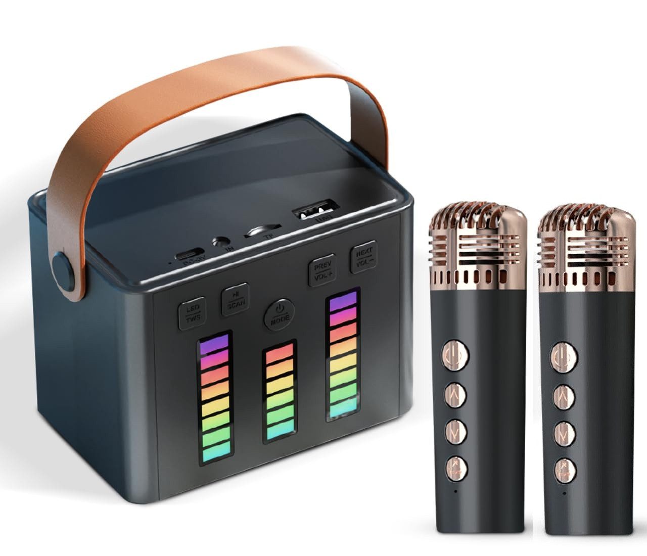 Караоке з 2 мікрофонами та колонкою (Bluetooth, AUX, слот TF-Card, роз’єм type-С) C 77539 - 3