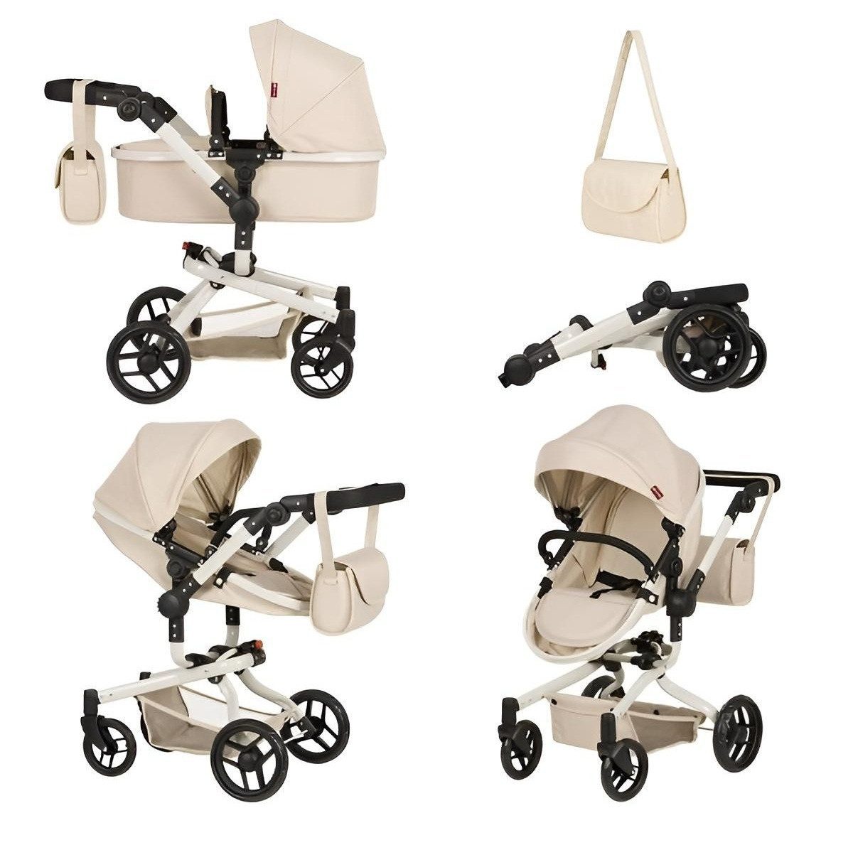 Коляска для ляльки 2 в 1 CARRELLO FORTUNA (з сумкою) 9695+BAG CREAM