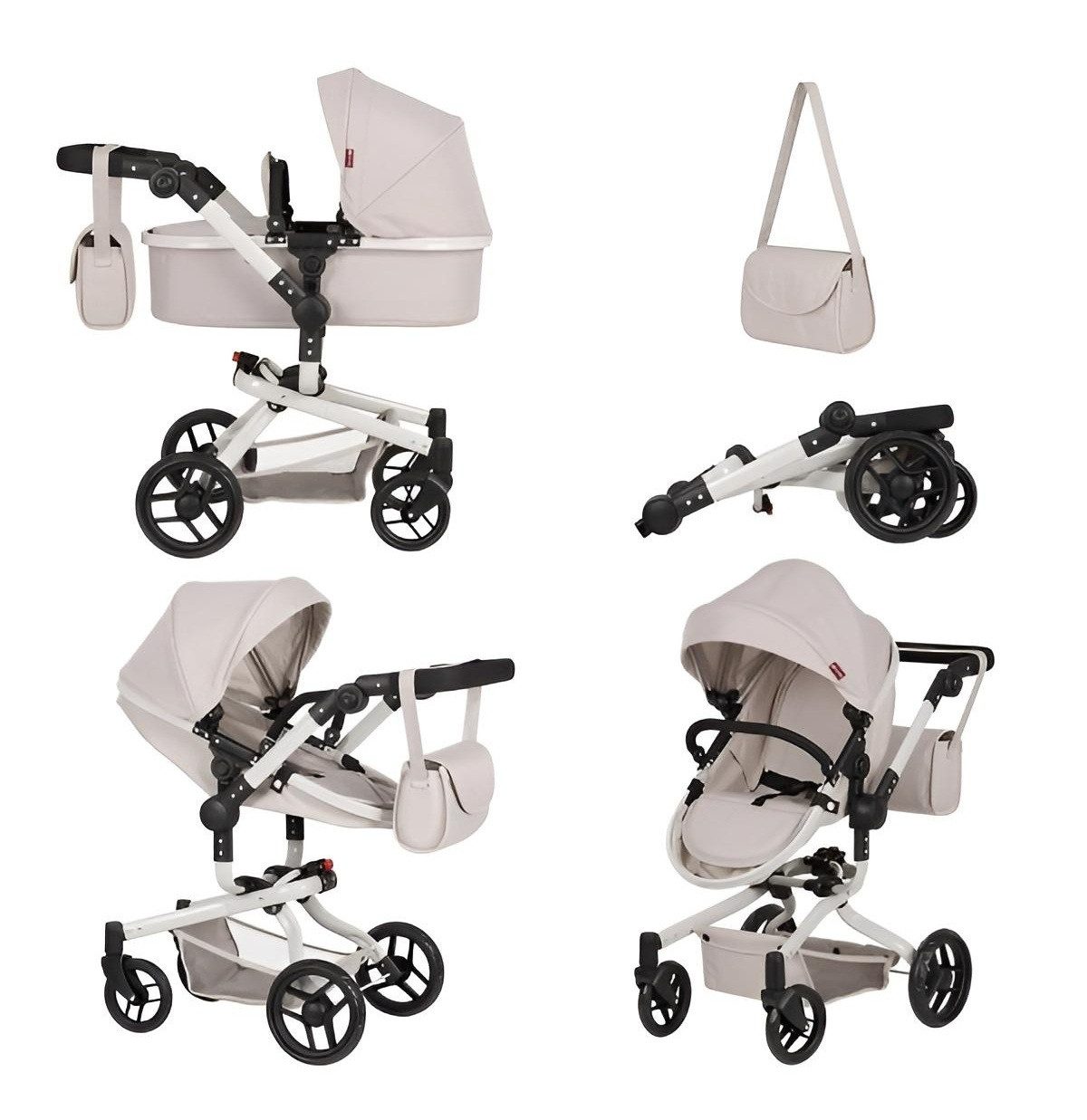 Коляска для ляльки 2 в 1 CARRELLO FORTUNA (з сумкою) 9695+BAG LIGHT GREY