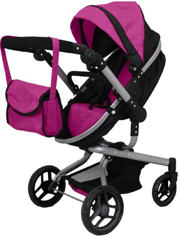 Коляска для ляльки 2 в 1 CARRELLO FORTUNA (з сумкою) 9695+BAG ROSE RED - 3