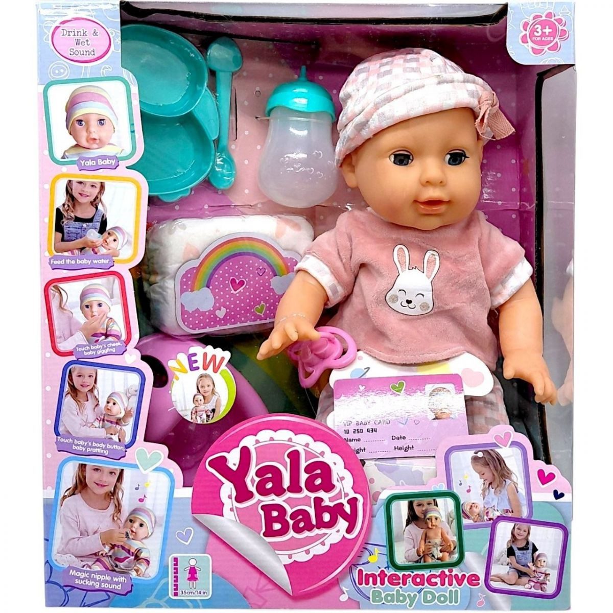 Інтерактивний функціональний пупс Yale Baby з пляшечкою, посудом та горщиком (35 см, сміється, звуки) YL2335E-H - 3